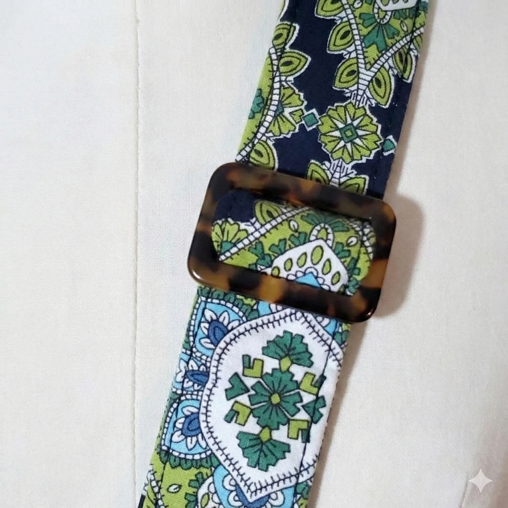 Vera Bradley 10x11" Crossbody Bag Adj. Strap Pockets Green Blue Messanger Cotton - Picture 5 of 7